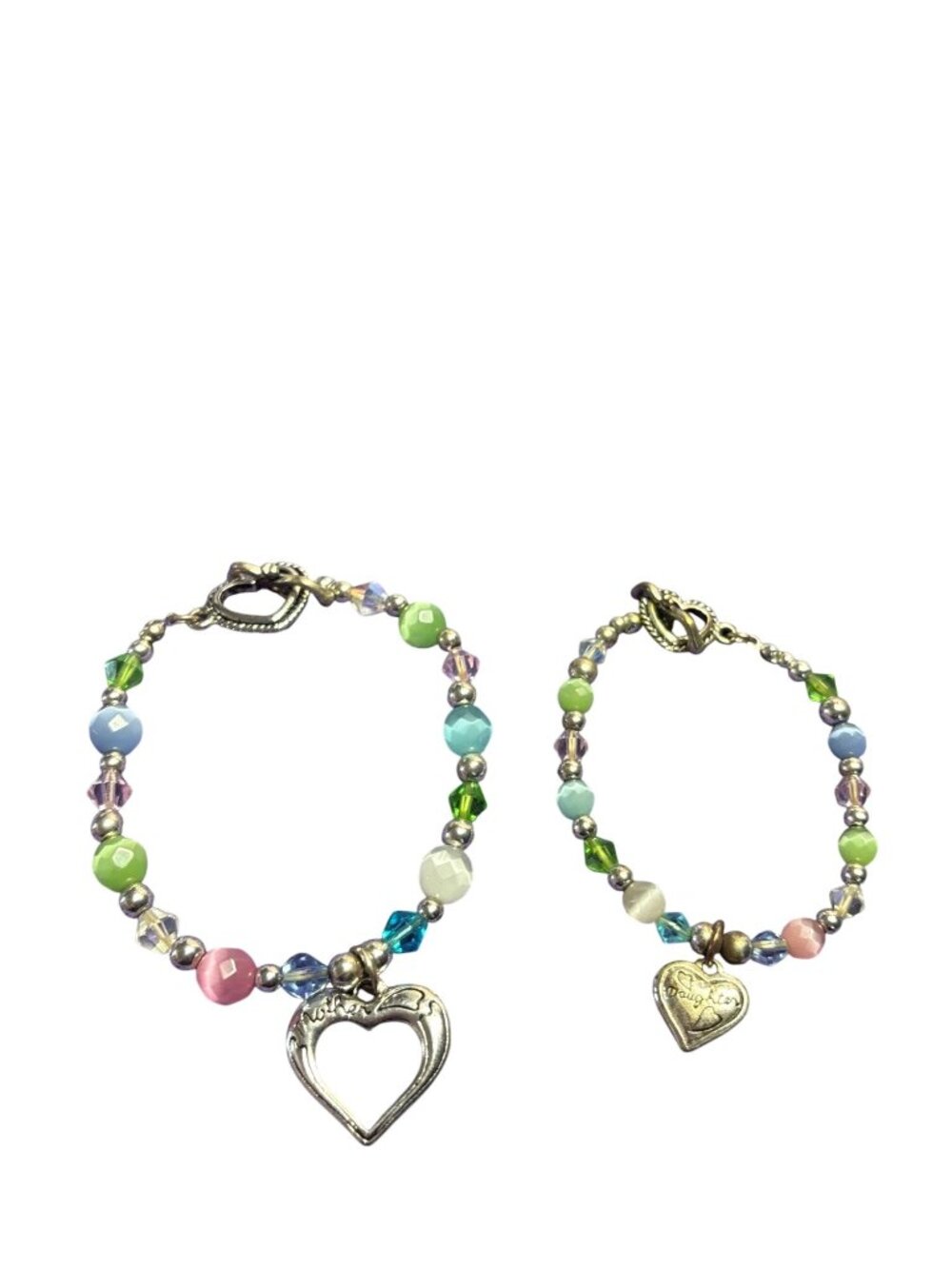 Matching Mother and Daughter Bracelets Slightly Stretchy Colorful Cat's Eye